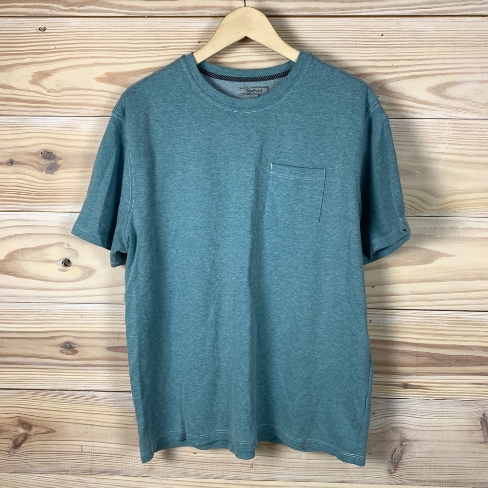 Method Shirt Men Large Pocket Tee Teal‎ Basic Minimalist